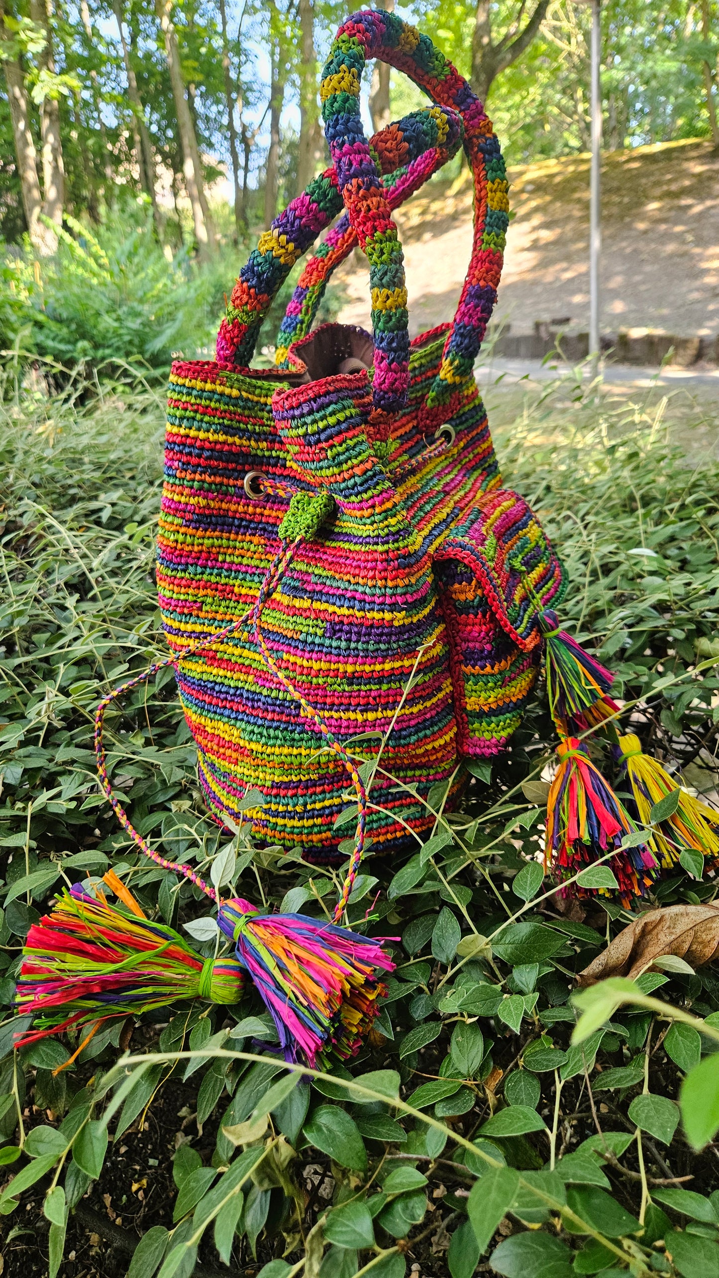 Sac raphia GM multicolore Vero