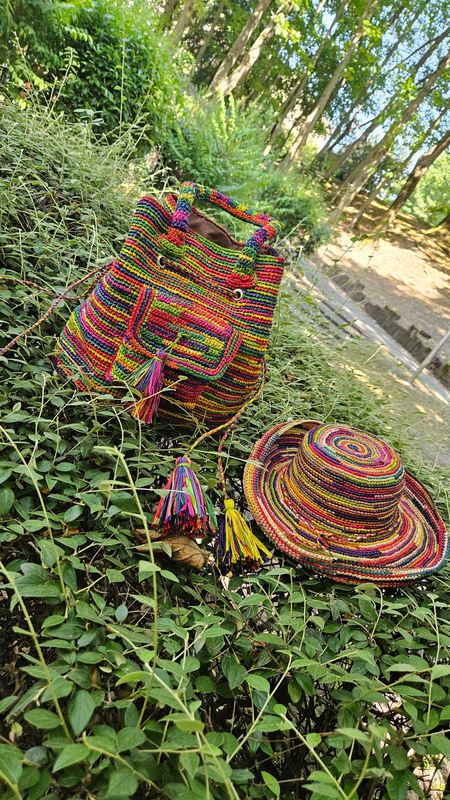 Sac raphia GM multicolore Vero