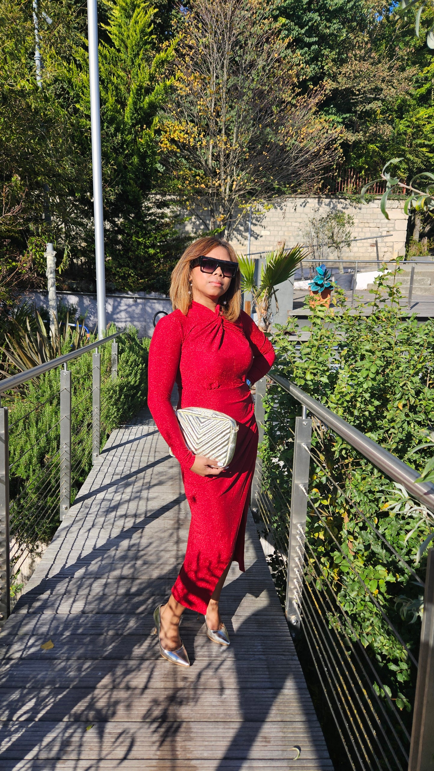 Robe rouge en lurex Celine