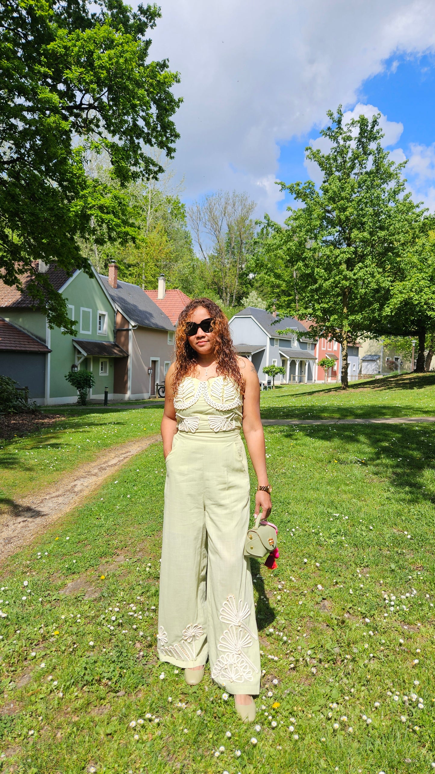 Ensemble broderie vert d'eau  Sully