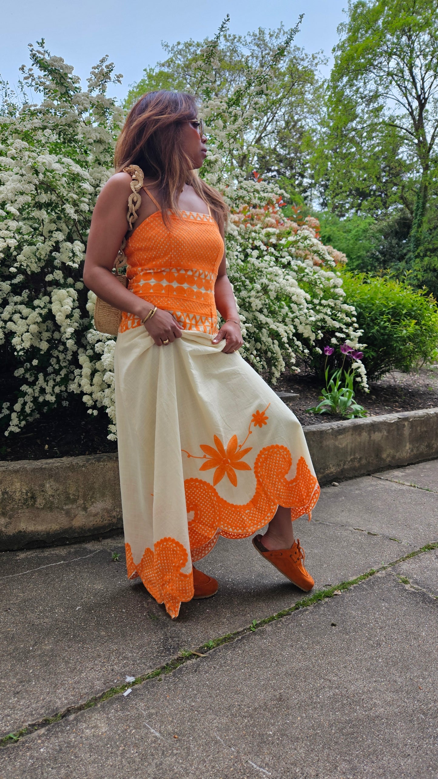 Robe Malala orange crème