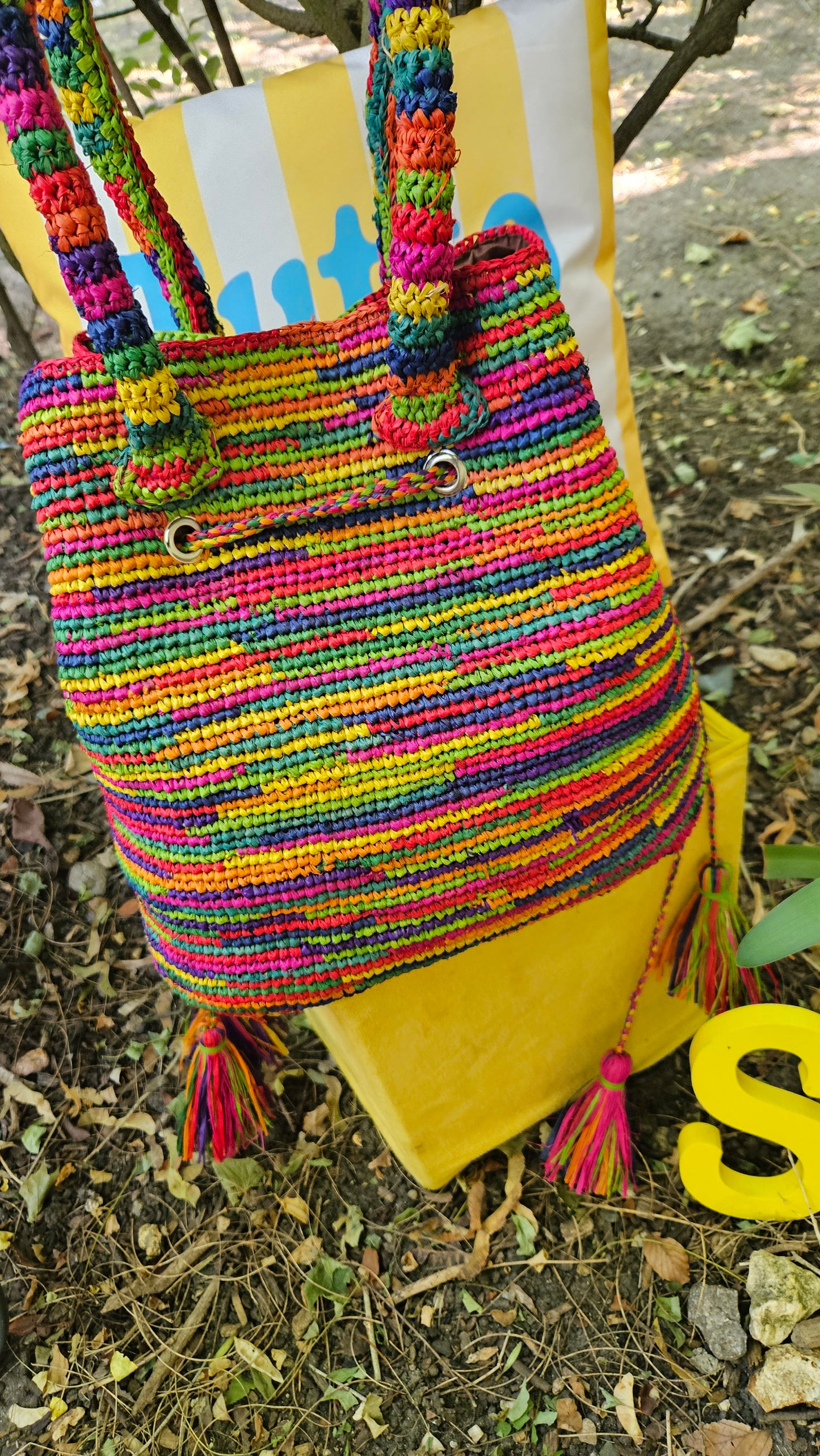 Sac raphia GM multicolore Vero