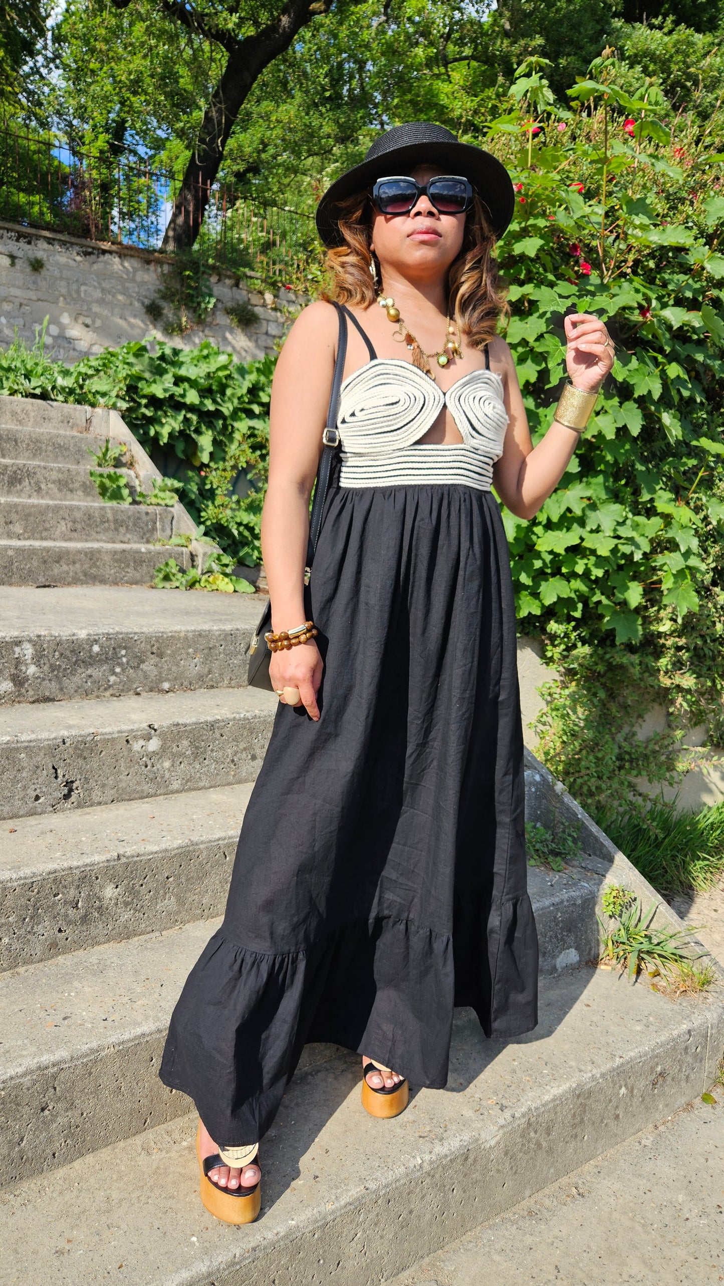 Robe longue brodé crème Alice