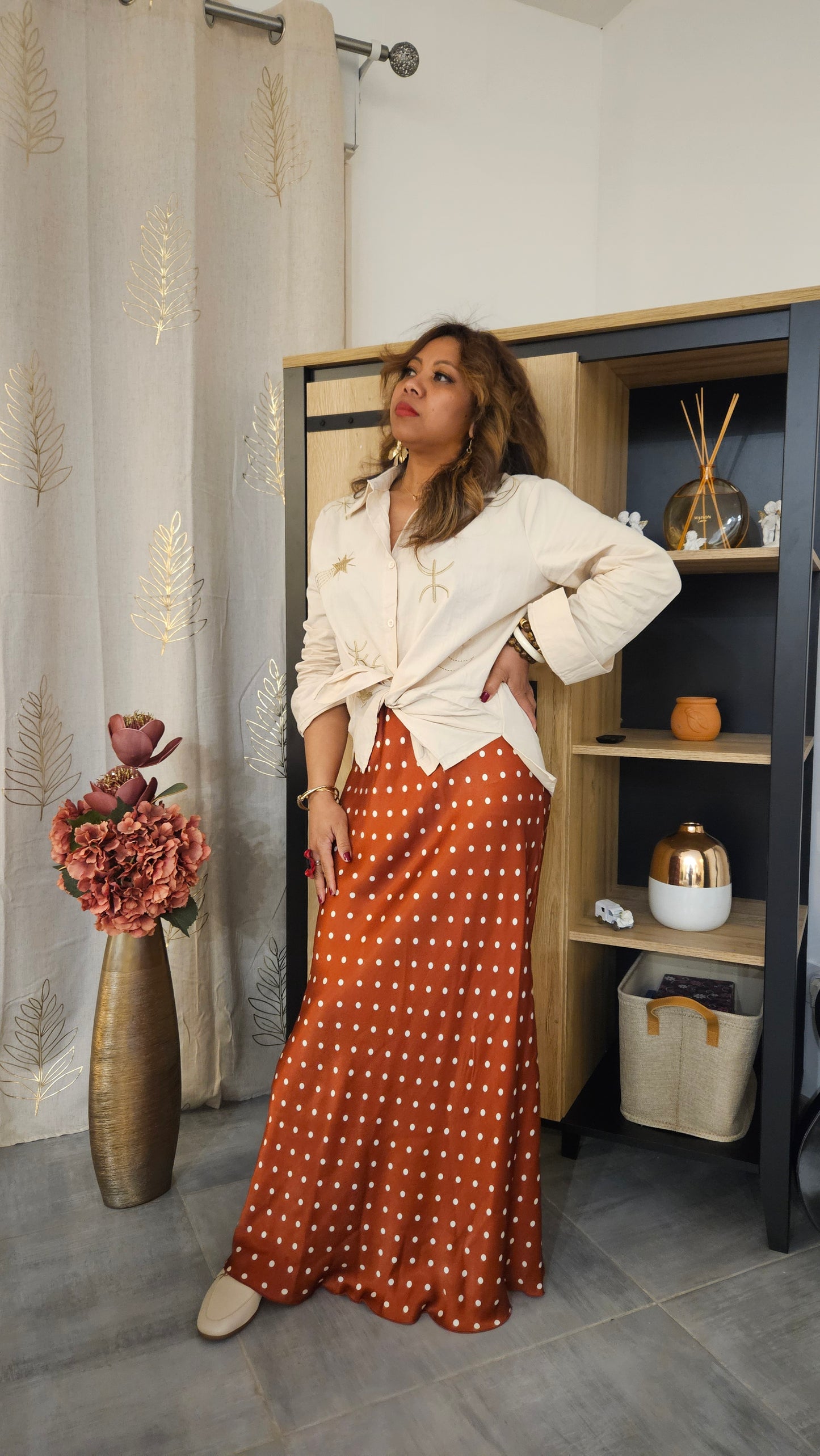 Chemise écru avec motif doré Patti