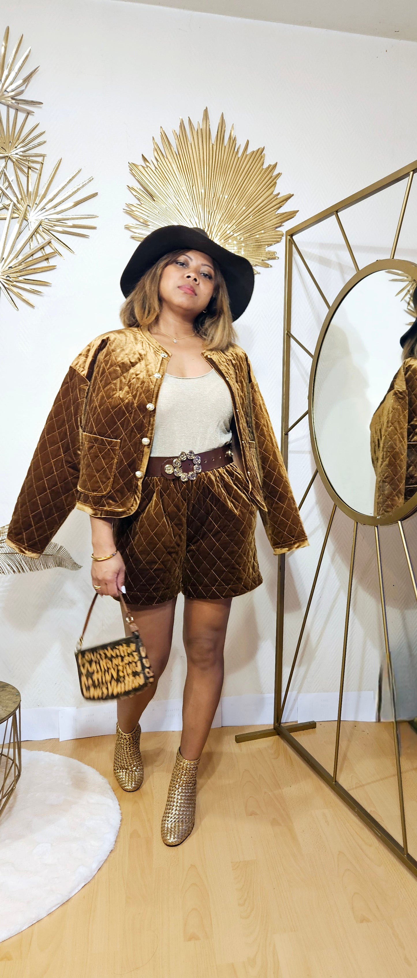 Ensemble veste et short Louna camel