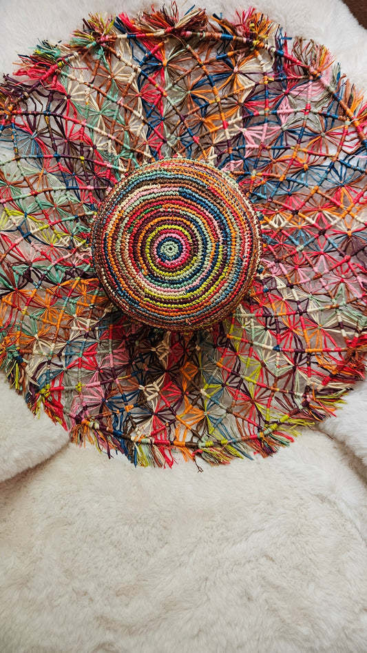 Chapeau en raphia multicolore Joanna