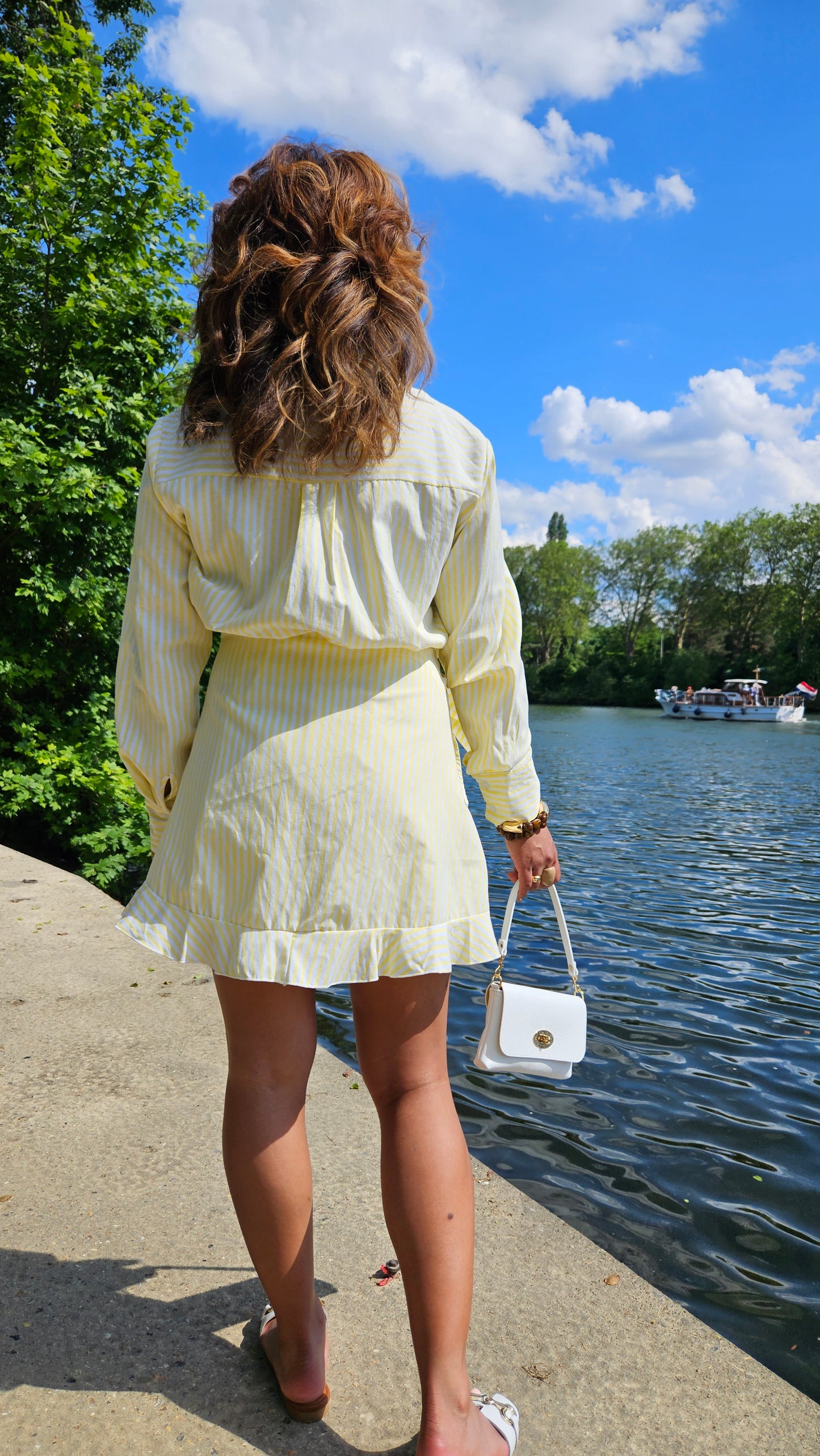 Robe portefeuille jaune rayure Mitia