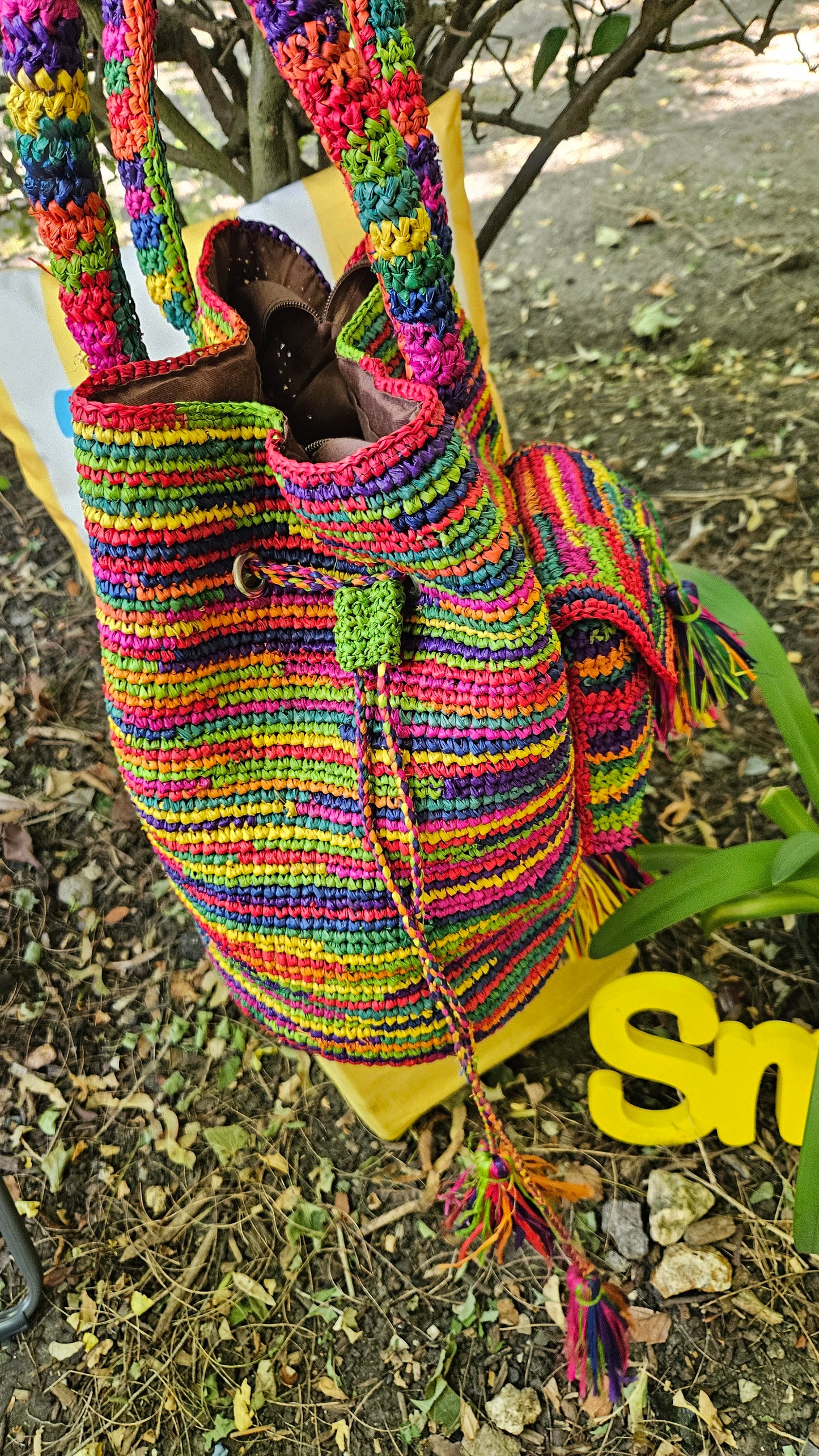 Sac raphia GM multicolore Vero