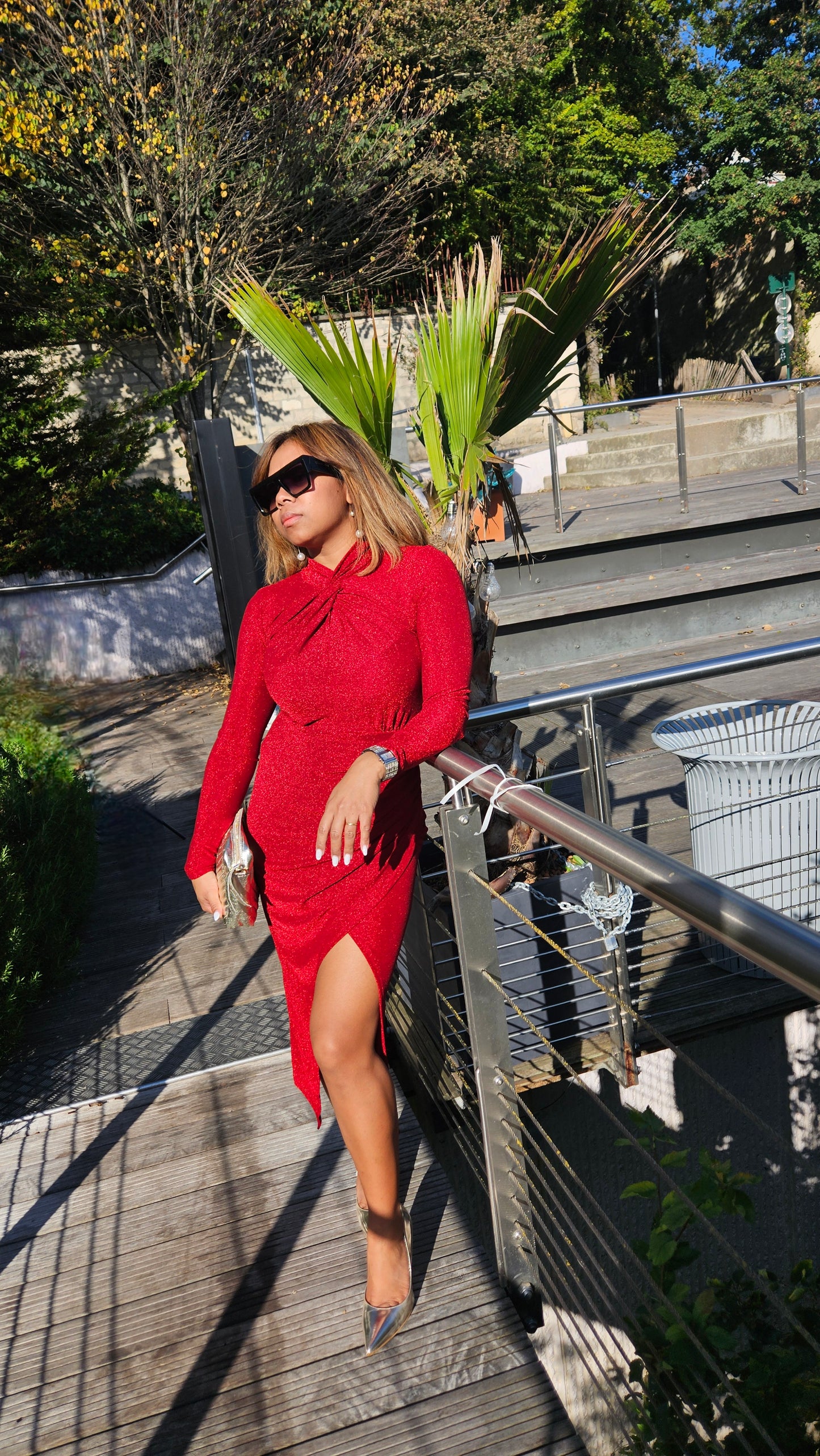 Robe rouge en lurex Celine