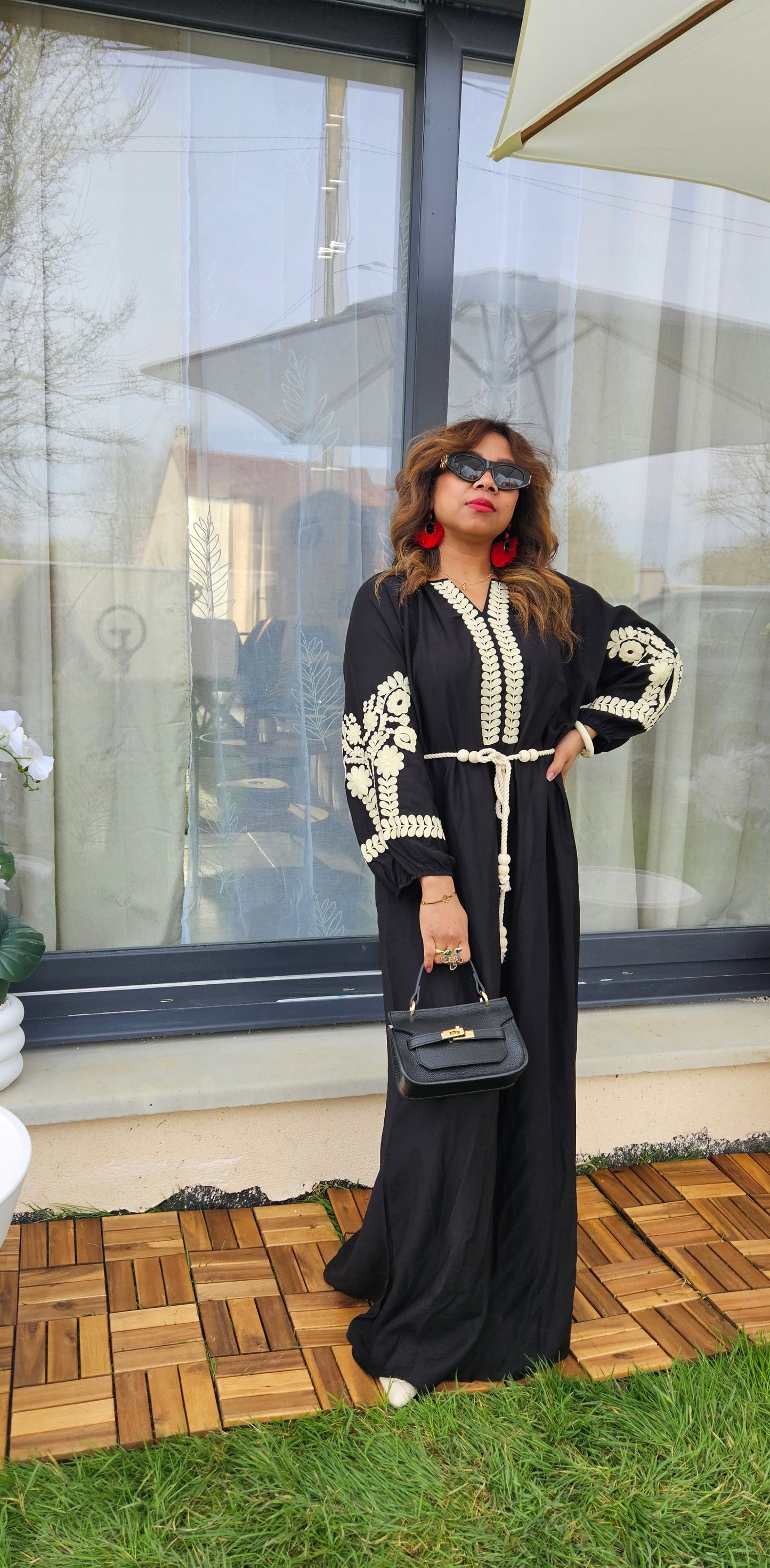 Robe longue avec broderie Fanny