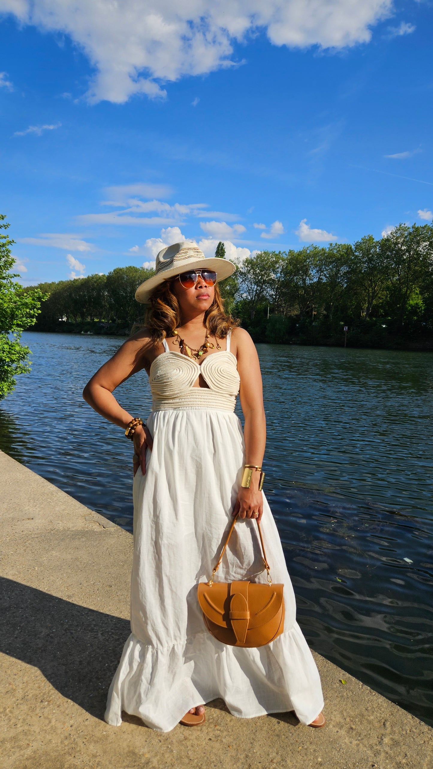 Robe longue brodé crème Alice