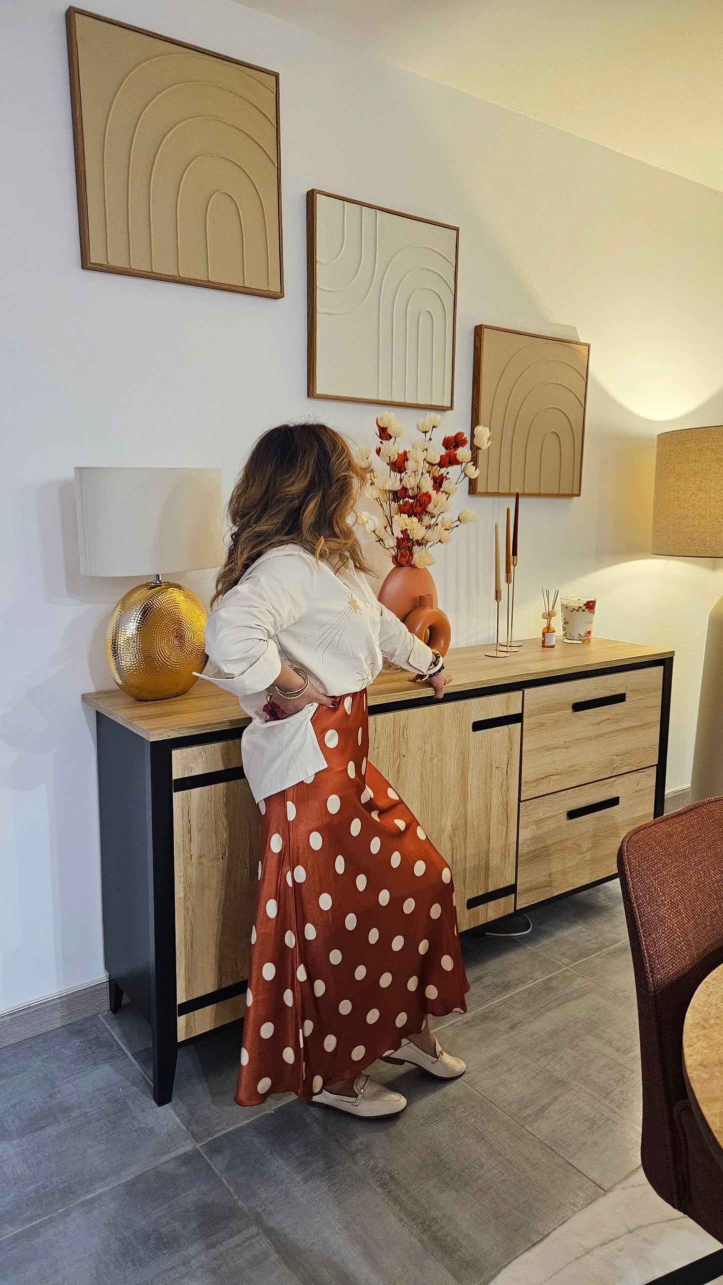 Chemise écru avec motif doré Patti