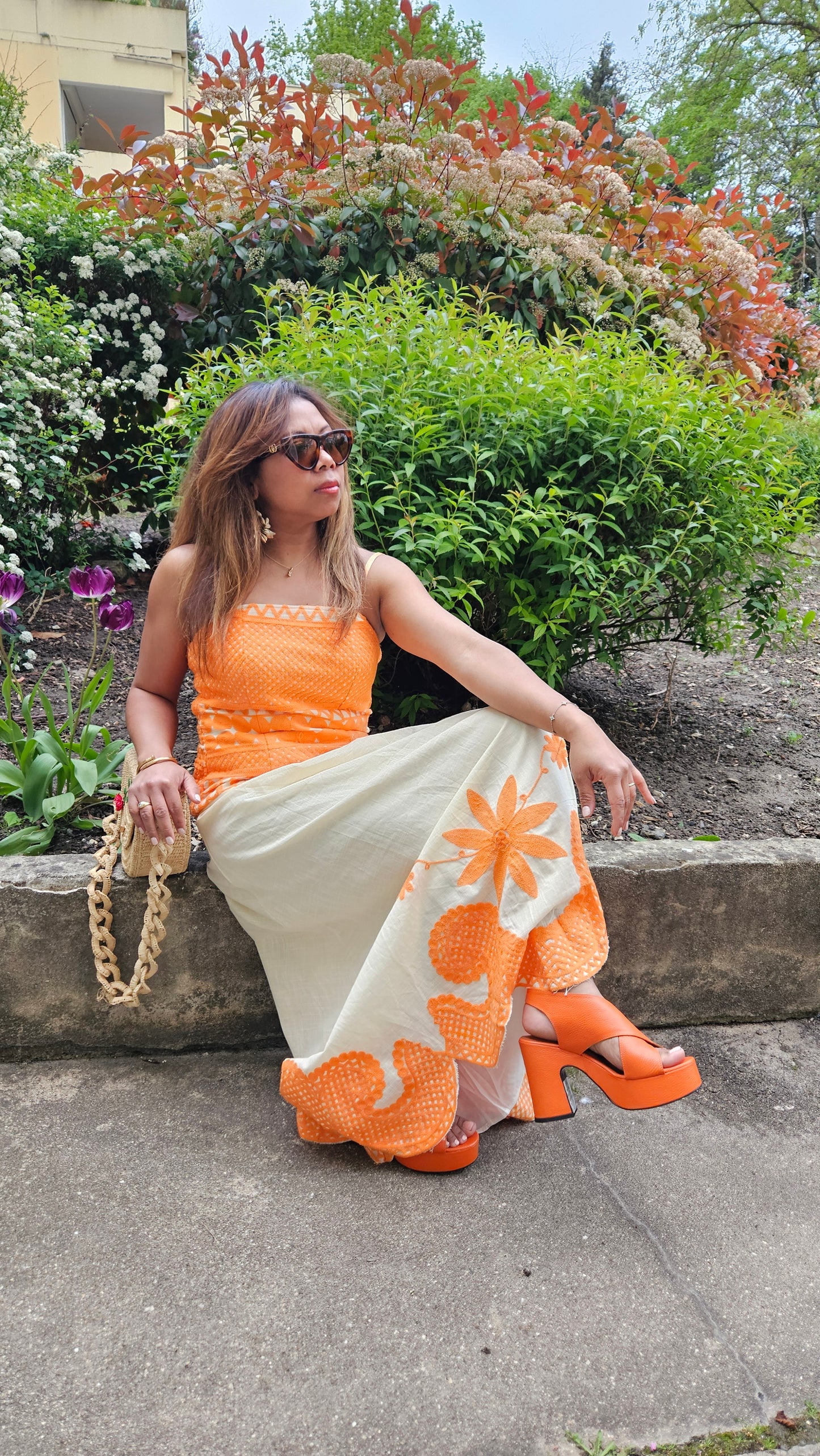 Robe Malala orange crème
