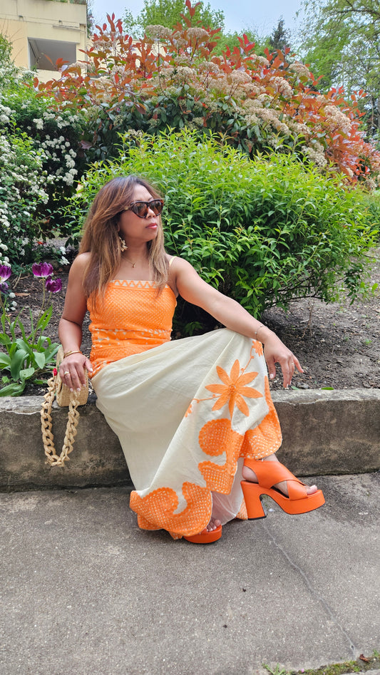 Robe Malala orange crème