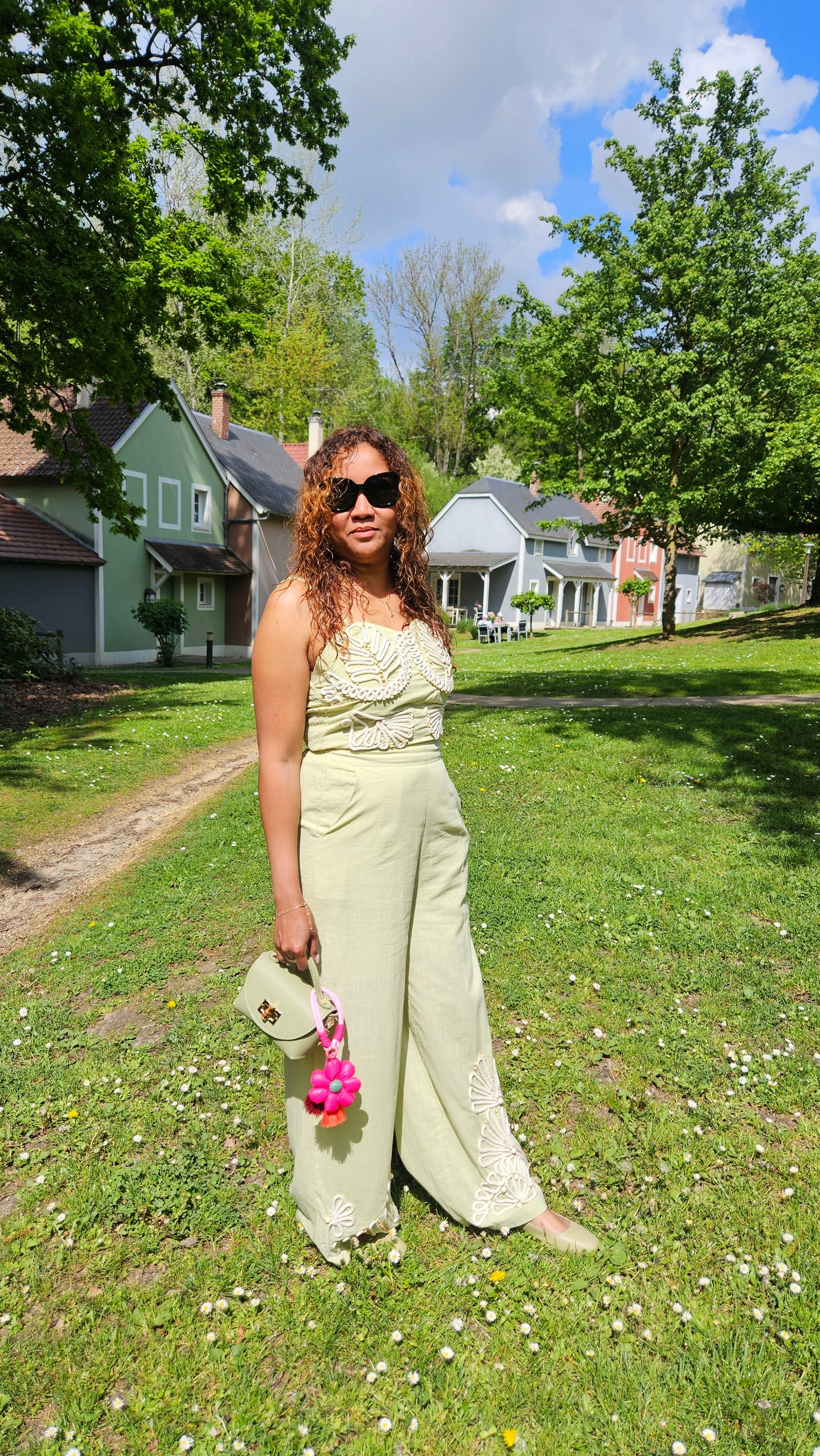 Ensemble broderie vert d'eau  Sully