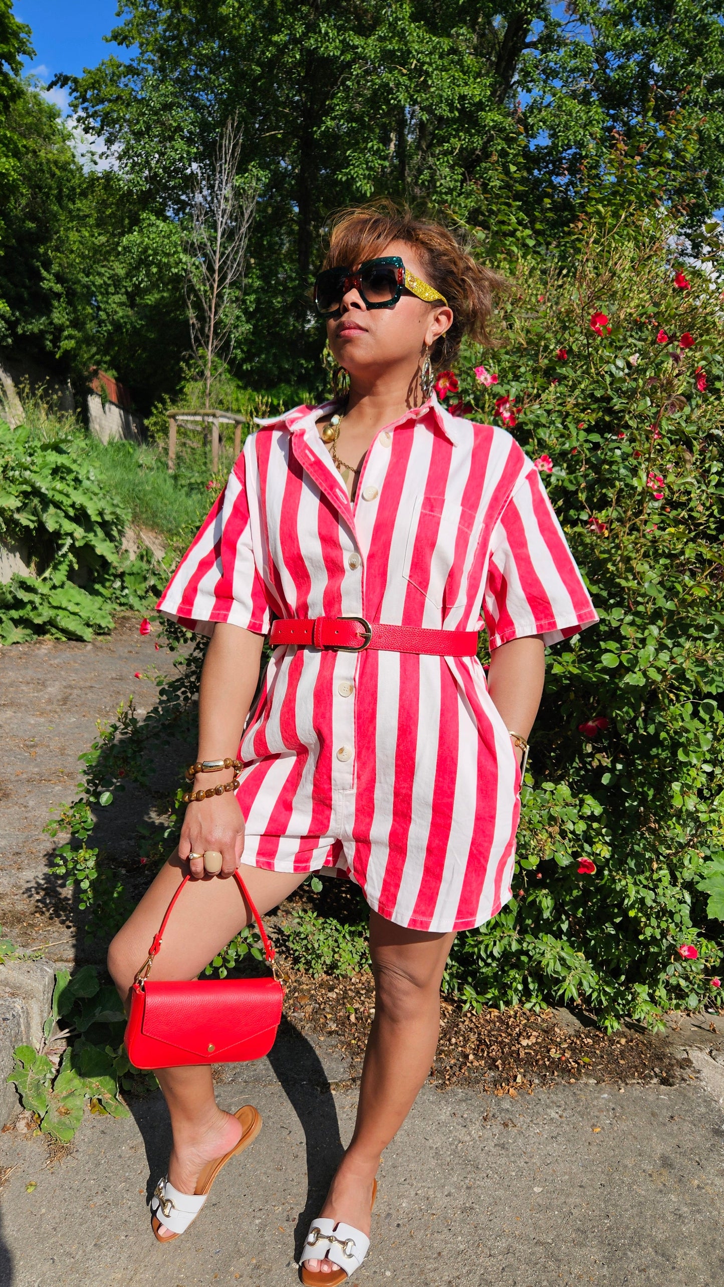 Combishort rayure rouge Milay