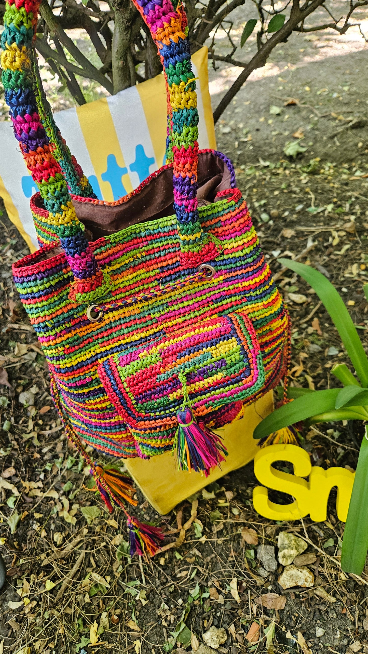 Sac raphia GM multicolore Vero