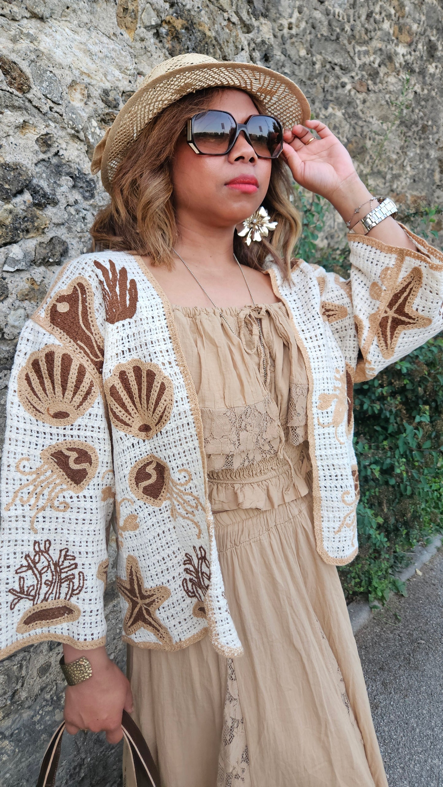 Gilet crochet Coquillage.