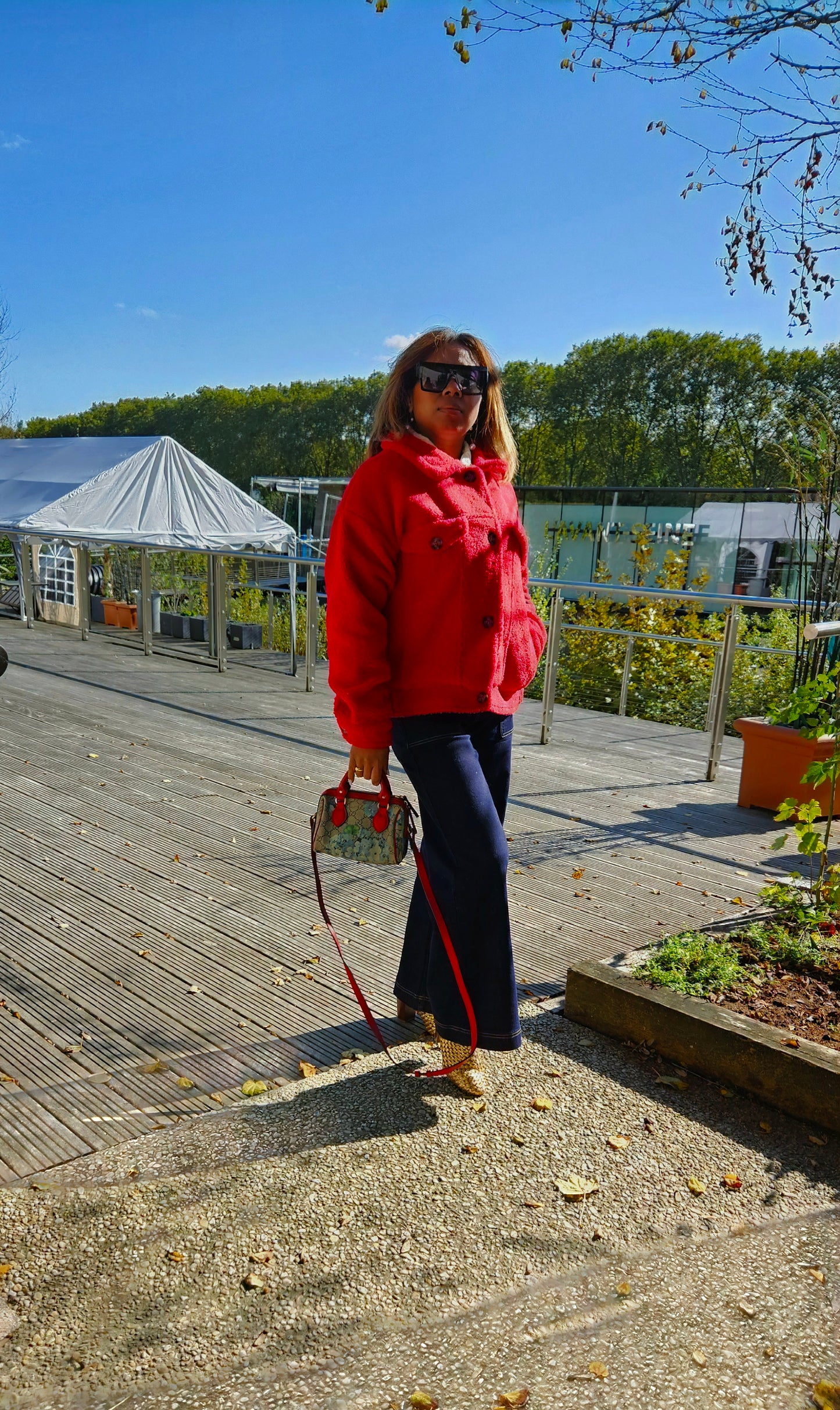 Manteau court moutonné rouge Nawel