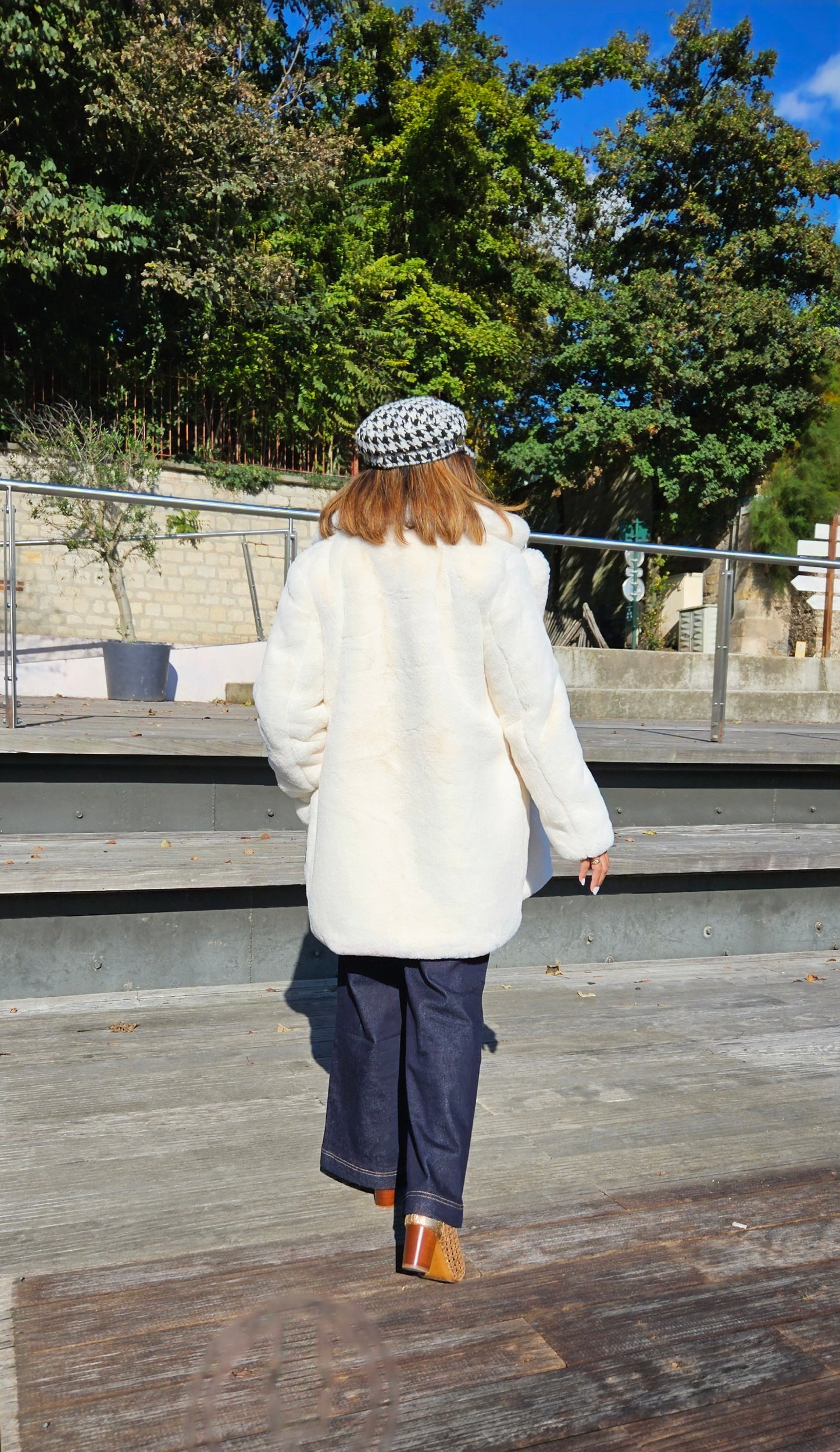 Manteau en fausse fourrure blanc Louna