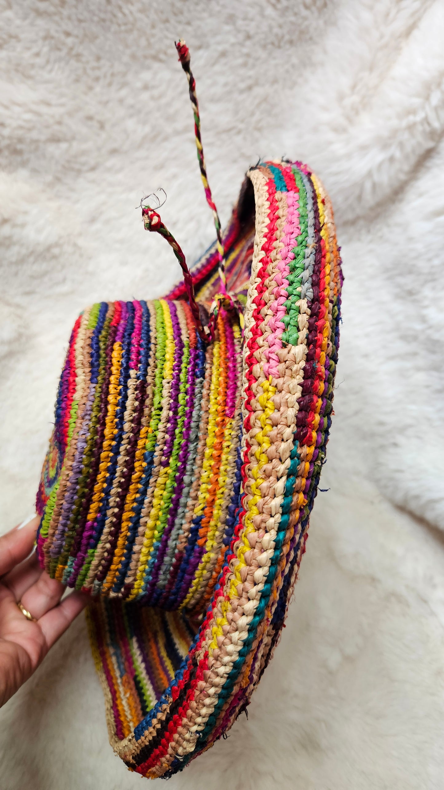 Chapeau en raphia multicolore Zéna