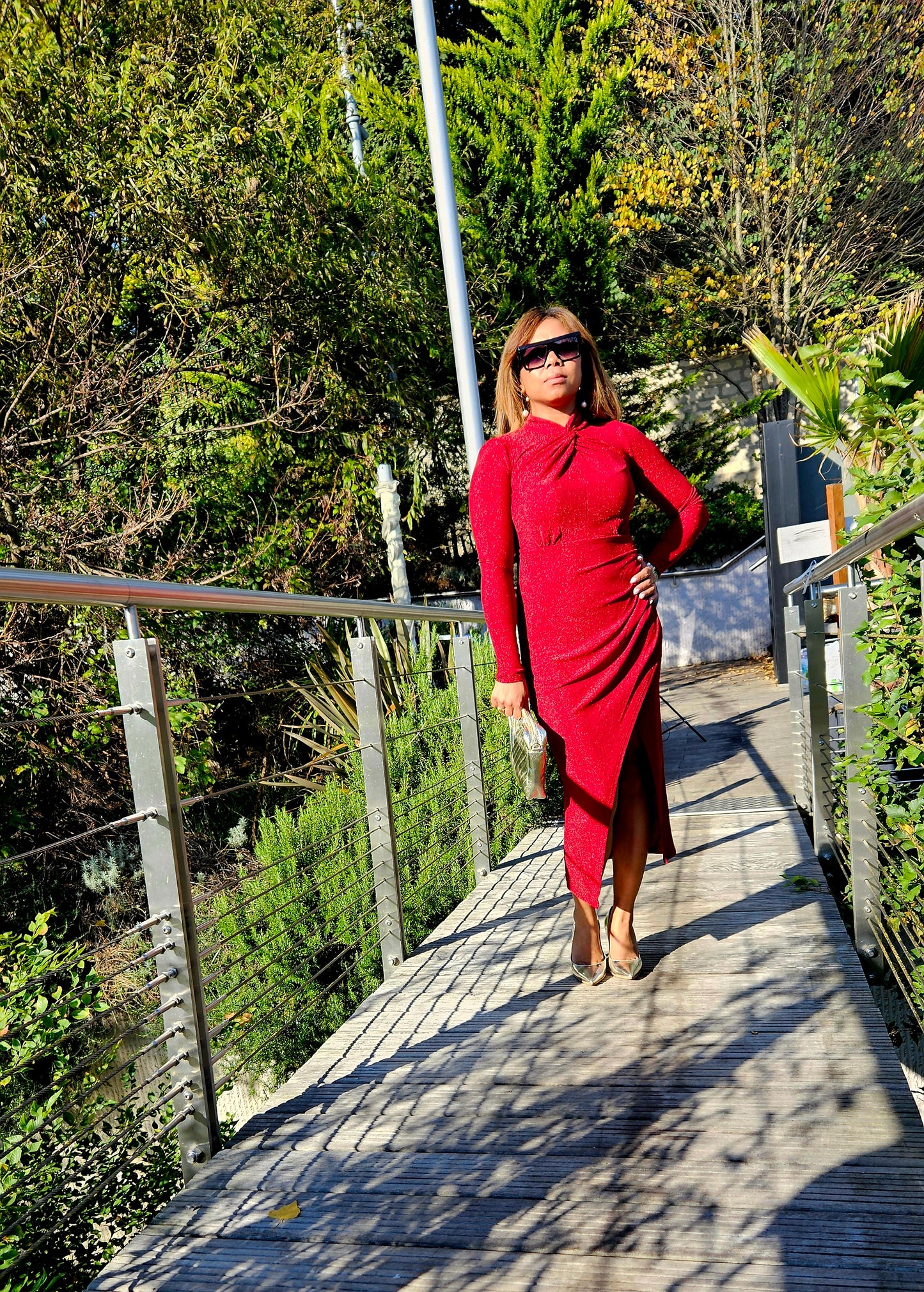 Robe rouge en lurex Celine