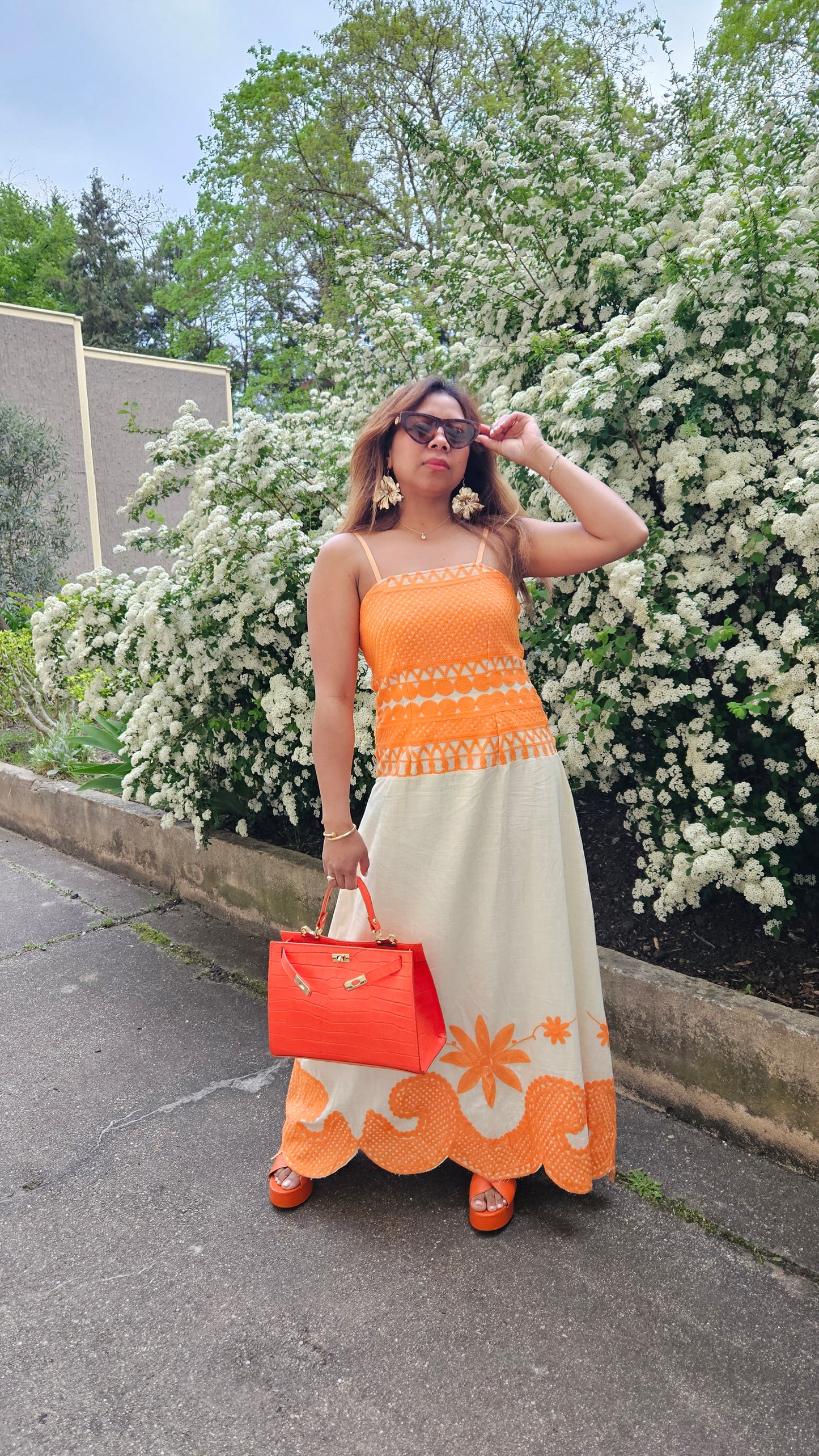 Robe Malala orange crème